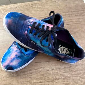 Vans Galaxy Print Sneakers Lace Up Cosmic Space Shoes Blue Purple Size 7.5/9